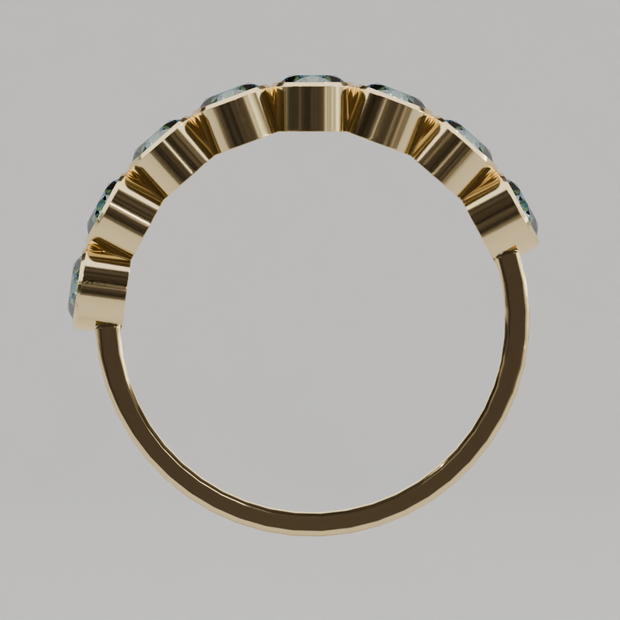 Media Churumbela Topacio Azul BEZEL- Birthstone Diciembre -3.5mm - Churumbela de Oro (10k, 14k, 18k) y Moissanitas