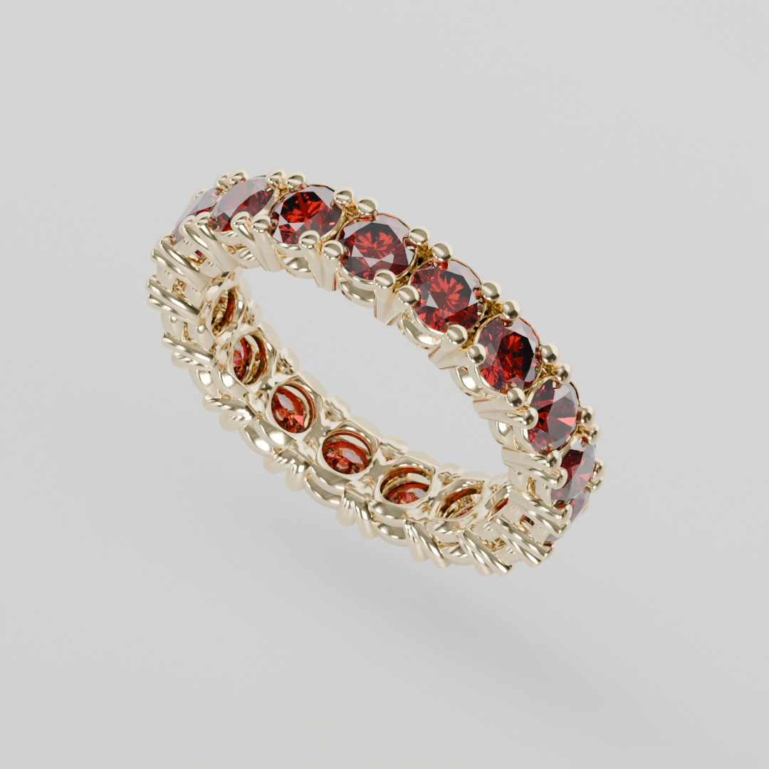 Anillo Churumbela Completa Granate Birthstone Enero Claw (3.5mm) - Joyería Fina en Oro Sólido (10k, 14k, 18k) o Plata 0.925