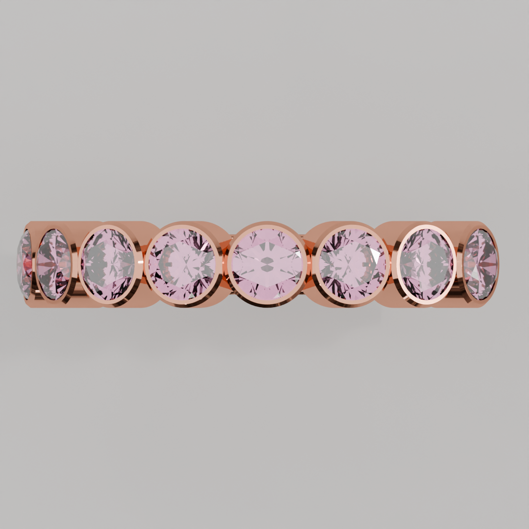 Media Churumbela Turmalina Rosa BEZEL- Birthstone Octubre - 3.5mm - Churumbela de Oro (10k, 14k, 18k) y Moissanitas