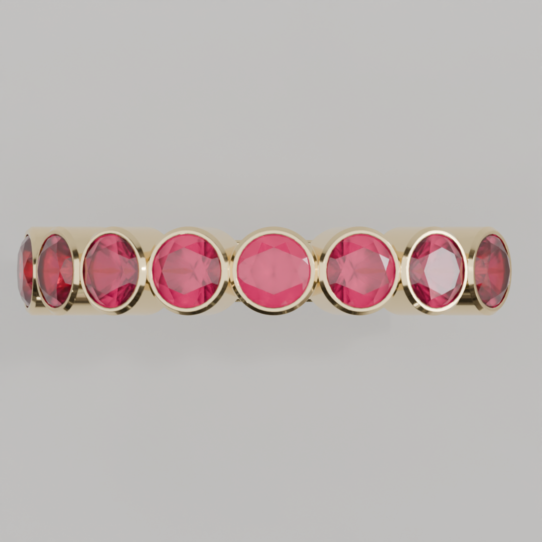 Media Churumbela Rubi BEZEL- Birthstone Julio - 3.5mm - Churumbela de Oro (10k, 14k, 18k) y Moissanitas