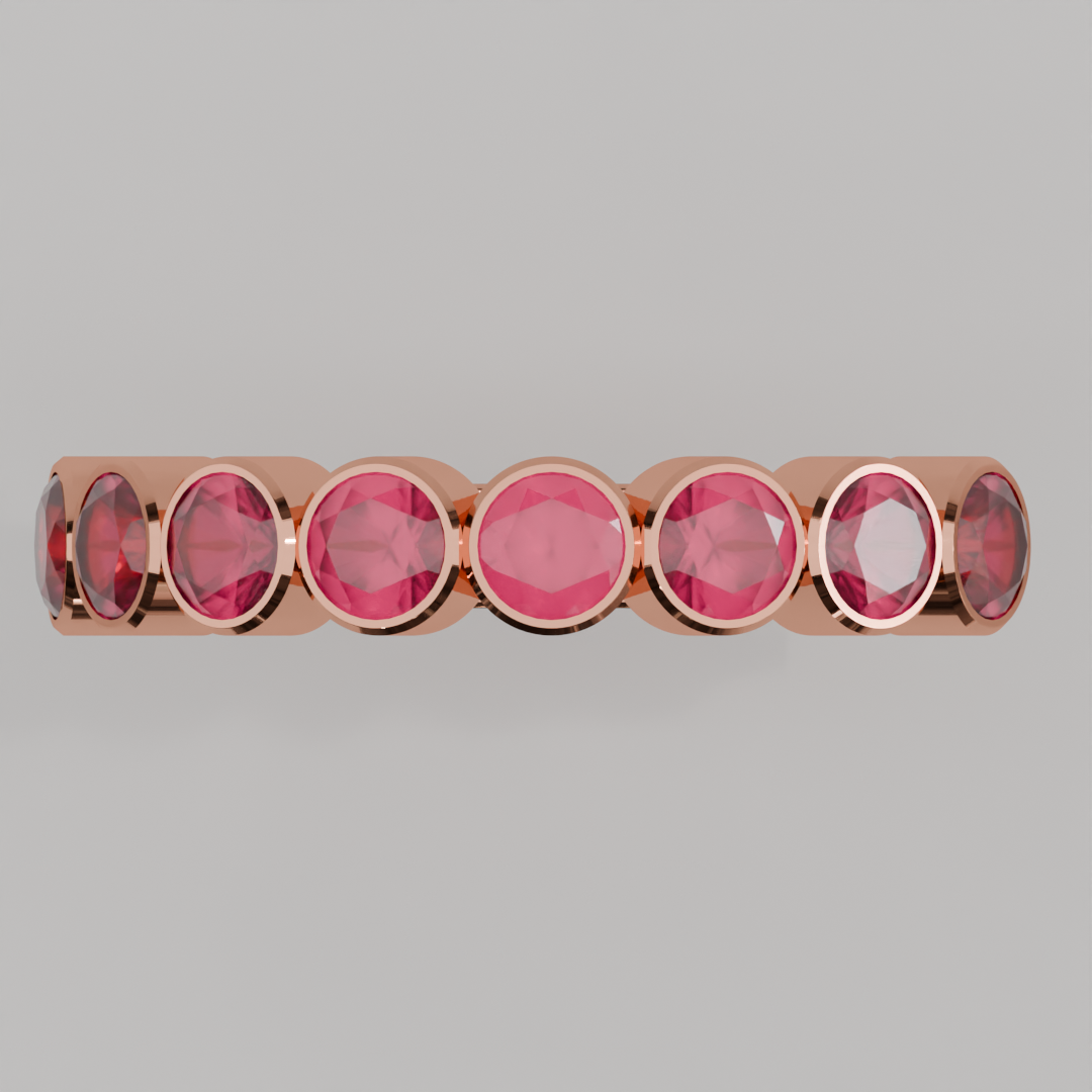 Media Churumbela Rubi BEZEL- Birthstone Julio - 3.5mm - Churumbela de Oro (10k, 14k, 18k) y Moissanitas