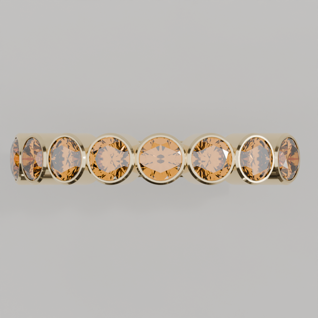 Media Churumbela Citrino BEZEL - Birthstone Noviembre -3.5mm - Churumbela de Oro (10k, 14k, 18k) y Moissanitas