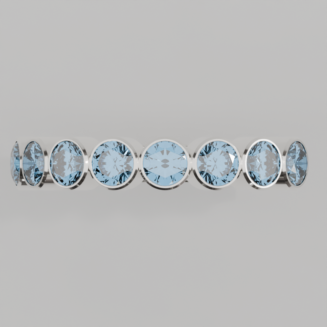 Media Churumbela Topacio Azul BEZEL- Birthstone Diciembre -3.5mm - Churumbela de Oro (10k, 14k, 18k) y Moissanitas