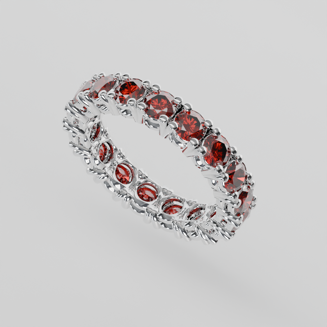Anillo Churumbela Completa Granate Birthstone Enero Claw (3.5mm) - Joyería Fina en Oro Sólido (10k, 14k, 18k) o Plata 0.925