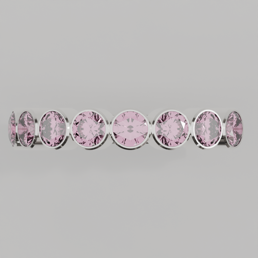 Media Churumbela Turmalina Rosa BEZEL- Birthstone Octubre - 3.5mm - Churumbela de Oro (10k, 14k, 18k) y Moissanitas