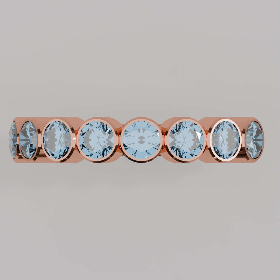 Media Churumbela Topacio Azul BEZEL- Birthstone Diciembre -3.5mm - Churumbela de Oro (10k, 14k, 18k) y Moissanitas