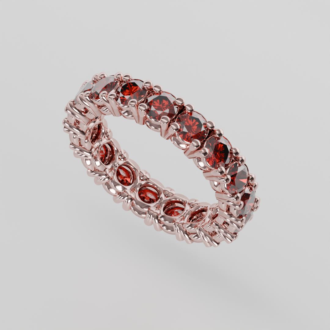 Anillo Churumbela Completa Granate Birthstone Enero Claw (3.5mm) - Joyería Fina en Oro Sólido (10k, 14k, 18k) o Plata 0.925
