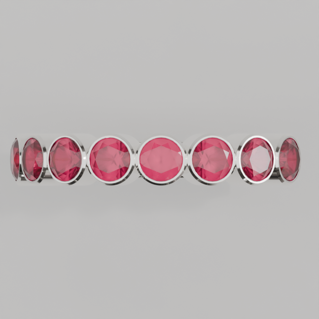 Media Churumbela Rubi BEZEL- Birthstone Julio - 3.5mm - Churumbela de Oro (10k, 14k, 18k) y Moissanitas