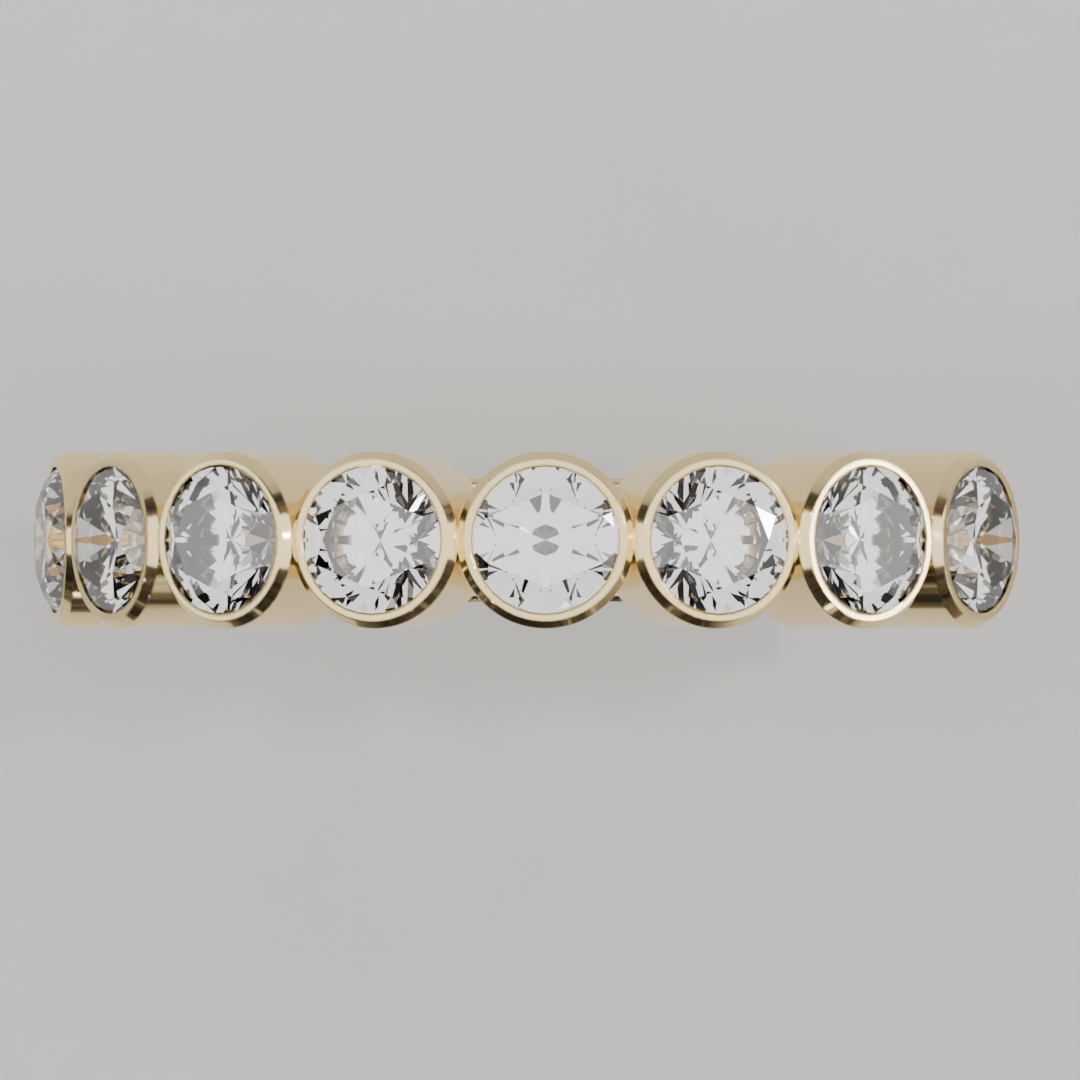 Media Churumbela BEZEL de 3.5mm Moissanita - Abril - Churumbela de Oro (10k, 14k, 18k) y Moissanitas