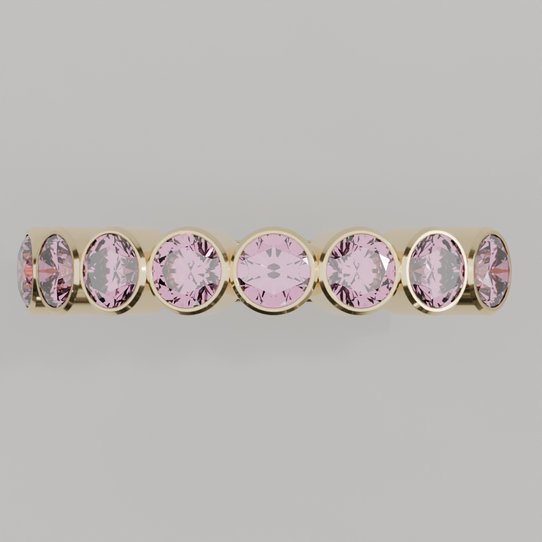 Media Churumbela Turmalina Rosa BEZEL- Birthstone Octubre - 3.5mm - Churumbela de Oro (10k, 14k, 18k) y Moissanitas