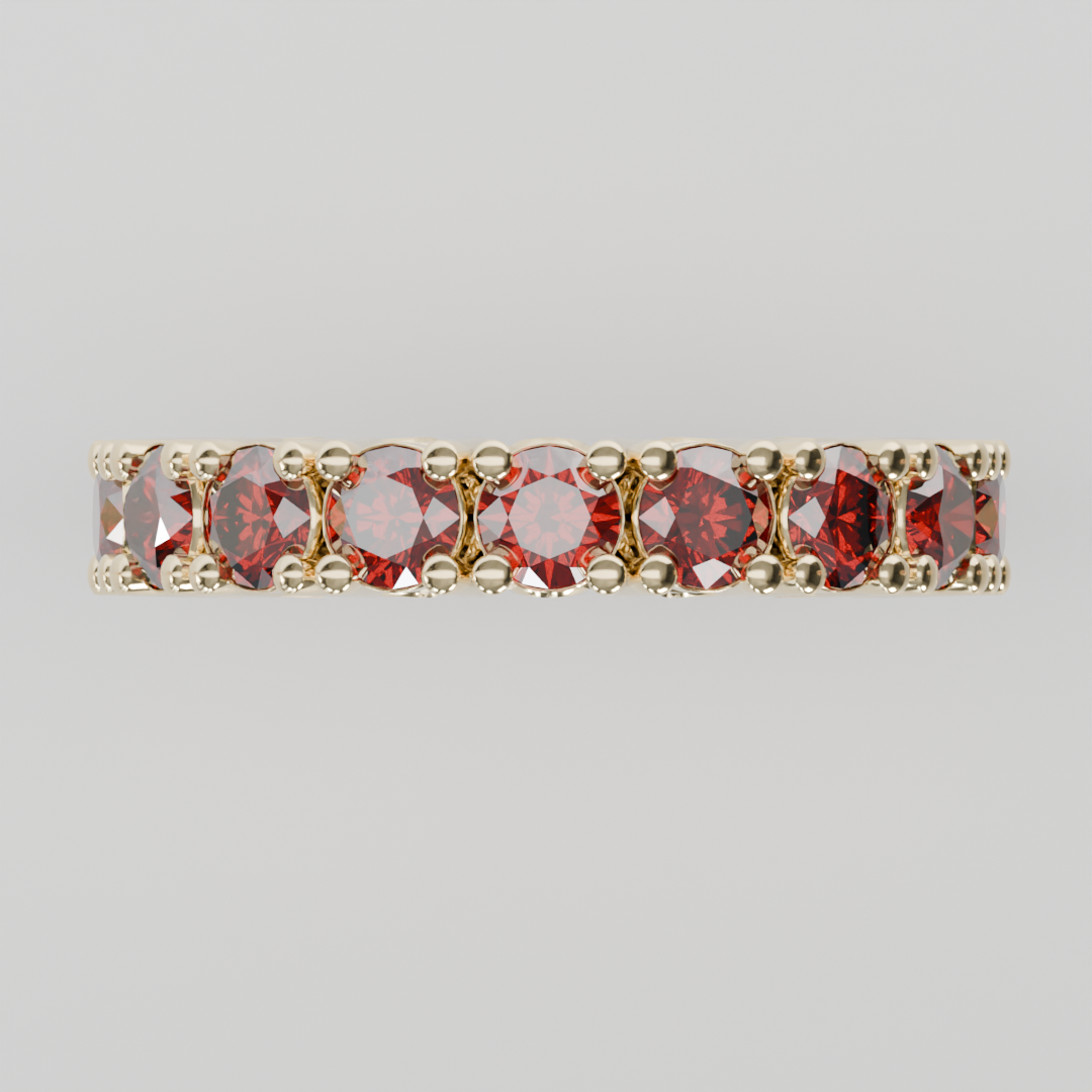 Anillo Churumbela Completa Granate Birthstone Enero Claw (3.5mm) - Joyería Fina en Oro Sólido (10k, 14k, 18k) o Plata 0.925