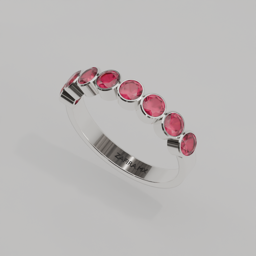 Media Churumbela Rubi BEZEL- Birthstone Julio - 3.5mm - Churumbela de Oro (10k, 14k, 18k) y Moissanitas