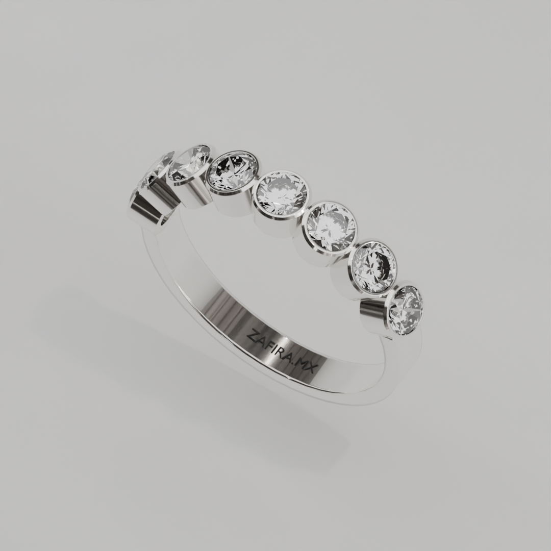 Media Churumbela BEZEL de 3.5mm Moissanita - Abril - Churumbela de Oro (10k, 14k, 18k) y Moissanitas