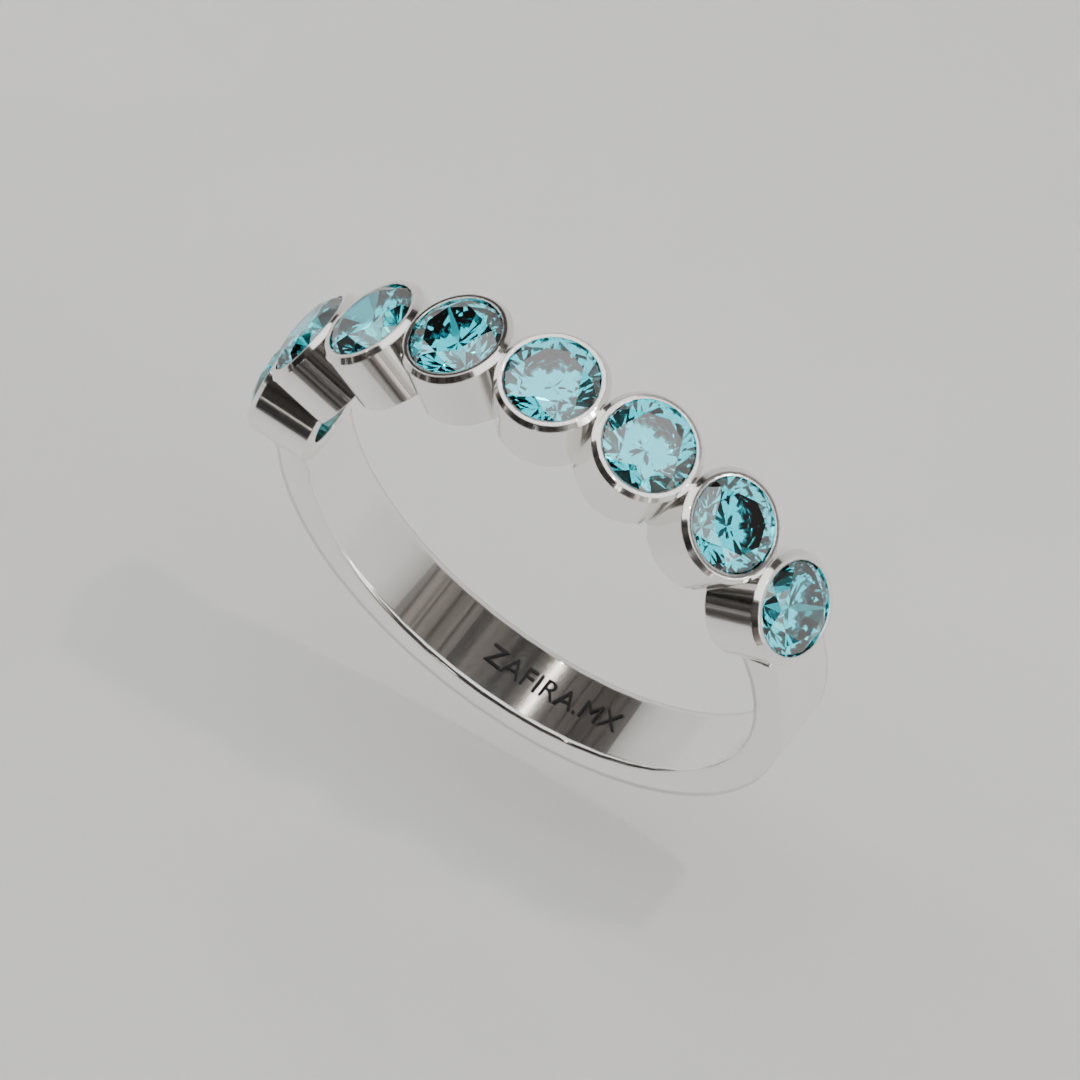 Media Churumbela Agua Marina BEZEL - Birthstone Marzo - 3.5mm — joyería hecha a mano por Zafira MX (foto 6)