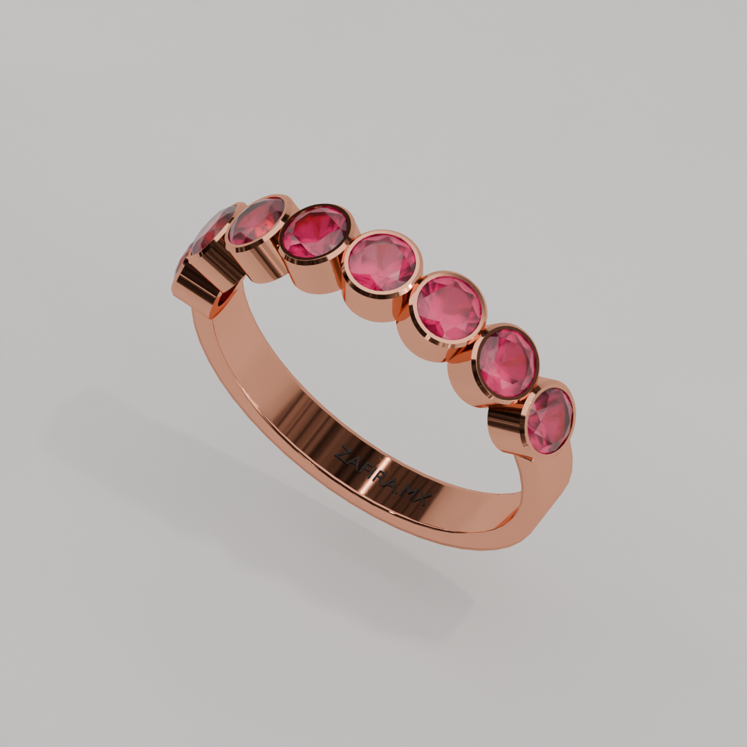 Media Churumbela Rubi BEZEL- Birthstone Julio - 3.5mm - Churumbela de Oro (10k, 14k, 18k) y Moissanitas
