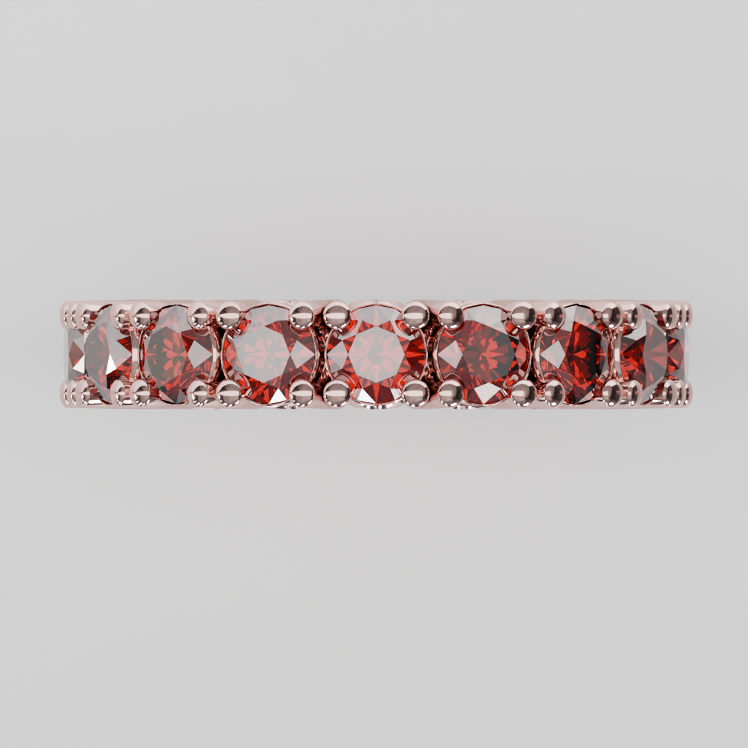 Anillo Churumbela Completa Granate Birthstone Enero Claw (3.5mm) - Joyería Fina en Oro Sólido (10k, 14k, 18k) o Plata 0.925