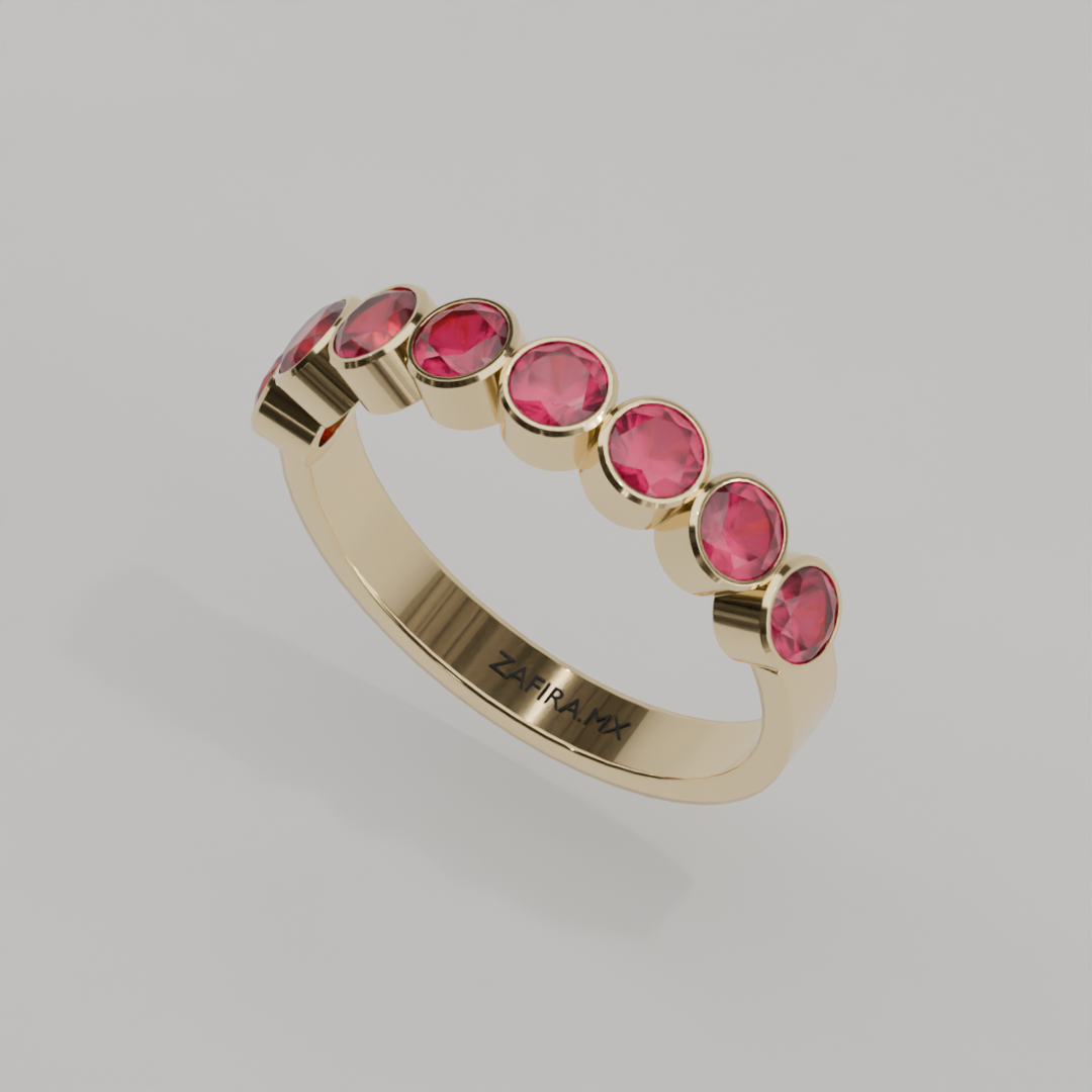 Media Churumbela Rubi BEZEL- Birthstone Julio - 3.5mm - Churumbela de Oro (10k, 14k, 18k) y Moissanitas