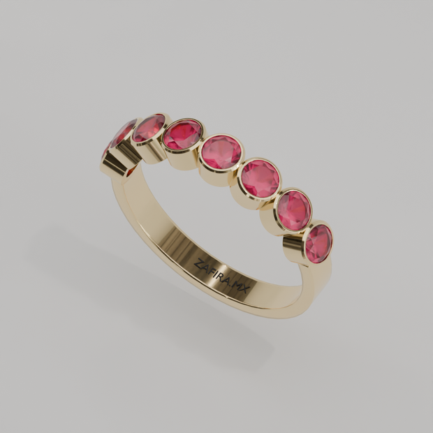 Media Churumbela Rubi BEZEL- Birthstone Julio - 3.5mm - Churumbela de Oro (10k, 14k, 18k) y Moissanitas