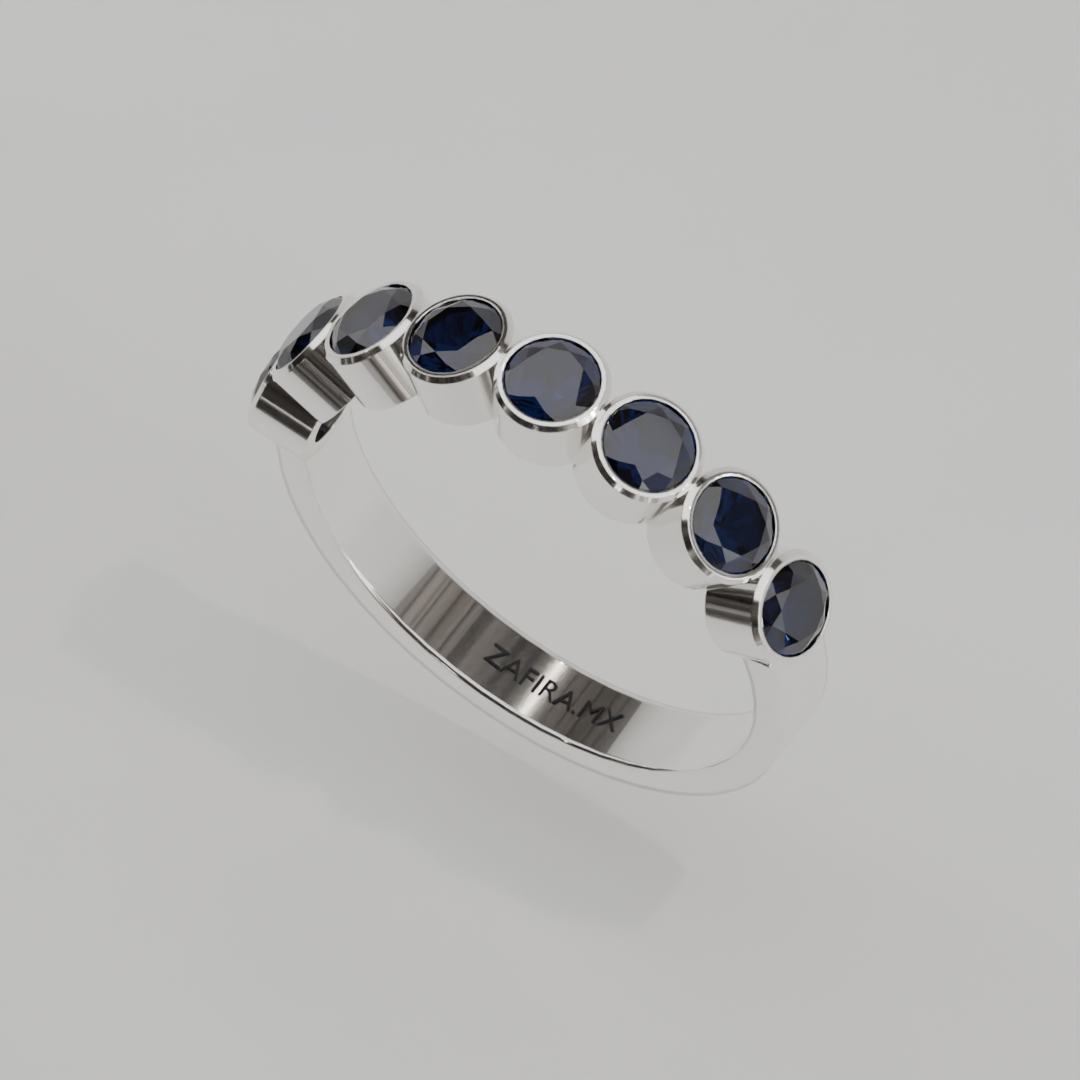 Media Churumbela Zafiro BEZEL - Birthstone Septiembre - 3.5mm - Churumbela de Oro (10k, 14k, 18k) y Moissanitas