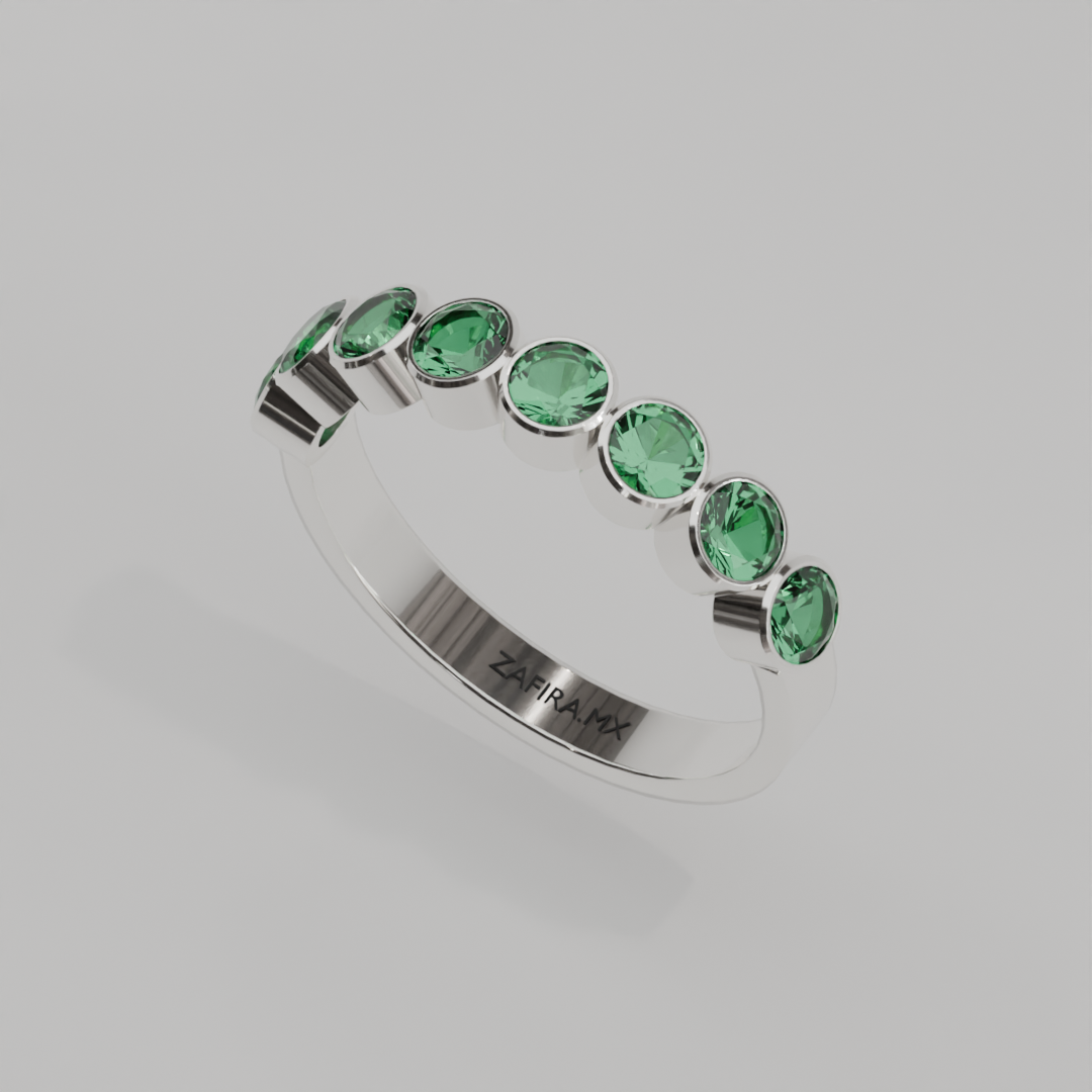 Media Churumbela Esmeralda BEZEL - Birthstone Mayo - 3.5mm - Churumbela de Oro (10k, 14k, 18k) y Moissanitas — joyería hecha a mano por Zafira MX (foto 6)