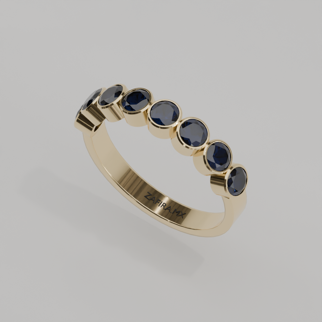 Media Churumbela Zafiro BEZEL - Birthstone Septiembre - 3.5mm - Churumbela de Oro (10k, 14k, 18k) y Moissanitas