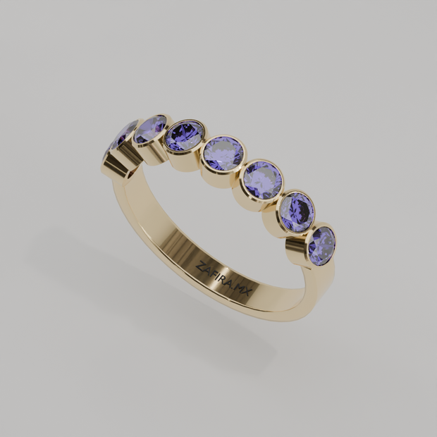 Media Churumbela Alejandrita BEZEL - Birthstone Junio - 3.5mm - Churumbela de Oro (10k, 14k, 18k) y Moissanitas