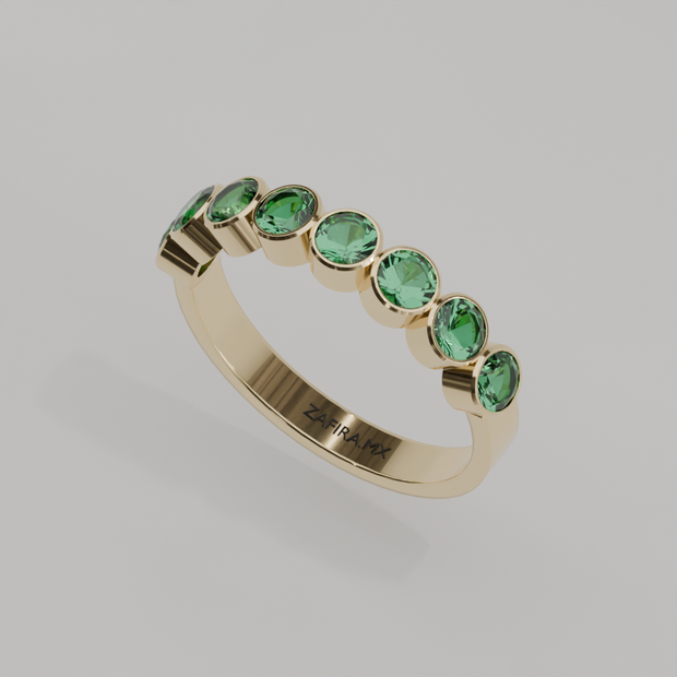 Media Churumbela Esmeralda BEZEL - Birthstone Mayo - 3.5mm - Churumbela de Oro (10k, 14k, 18k) y Moissanitas