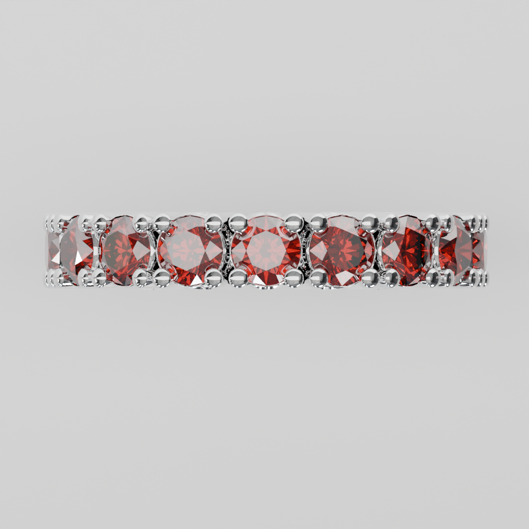 Anillo Churumbela Completa Granate Birthstone Enero Claw (3.5mm) - Joyería Fina en Oro Sólido (10k, 14k, 18k) o Plata 0.925