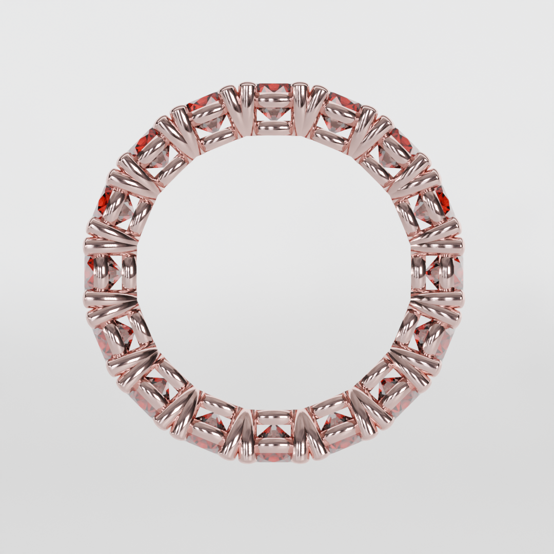 Anillo Churumbela Completa Granate Birthstone Enero Claw (4.0mm) - Joyería Fina en Oro Sólido (10k, 14k, 18k) o Plata 0.925