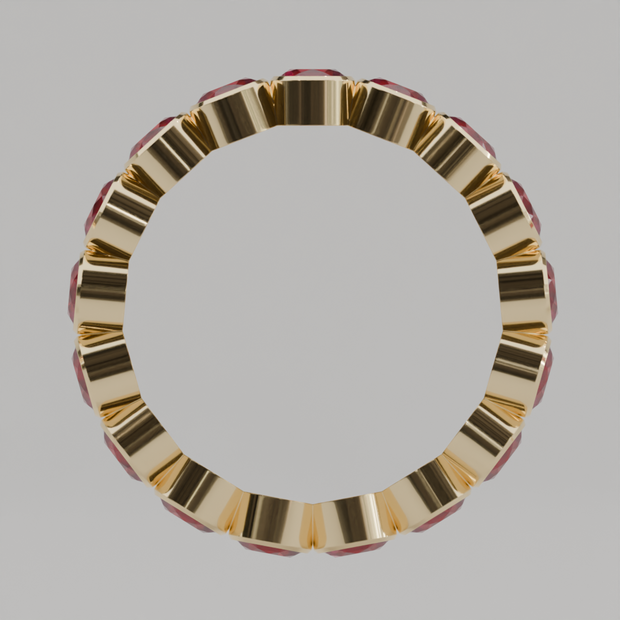 Churumbela Completa Rubi BEZEL- Birthstone Julio - 3.5mm - Churumbela de Oro (10k, 14k, 18k) y Moissanitas