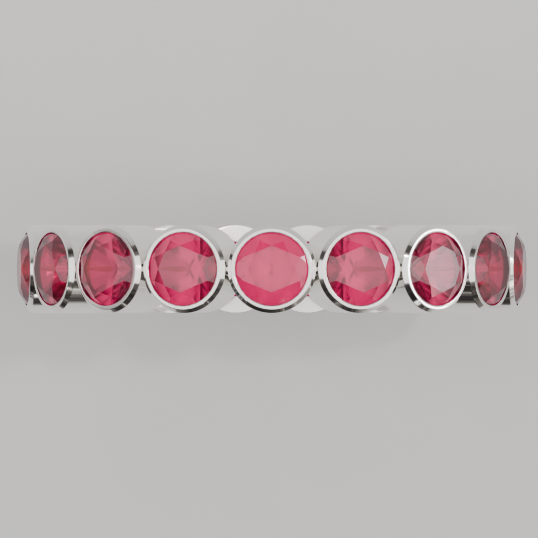 Churumbela Completa Rubi BEZEL- Birthstone Julio - 3.5mm - Churumbela de Oro (10k, 14k, 18k) y Moissanitas — joyería hecha a mano por Zafira MX (foto 5)