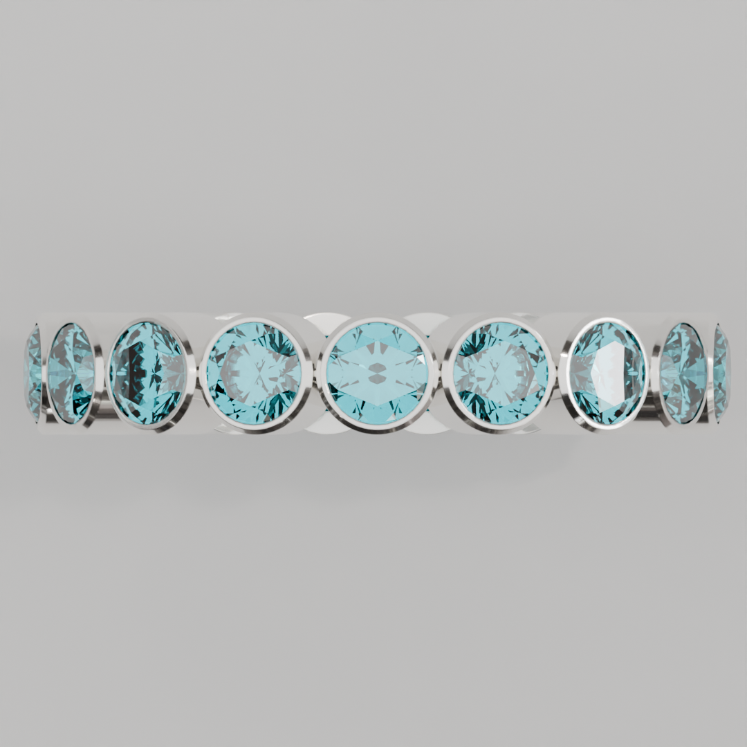 Media Churumbela Agua Marina BEZEL - Birthstone Marzo - 3.5mm