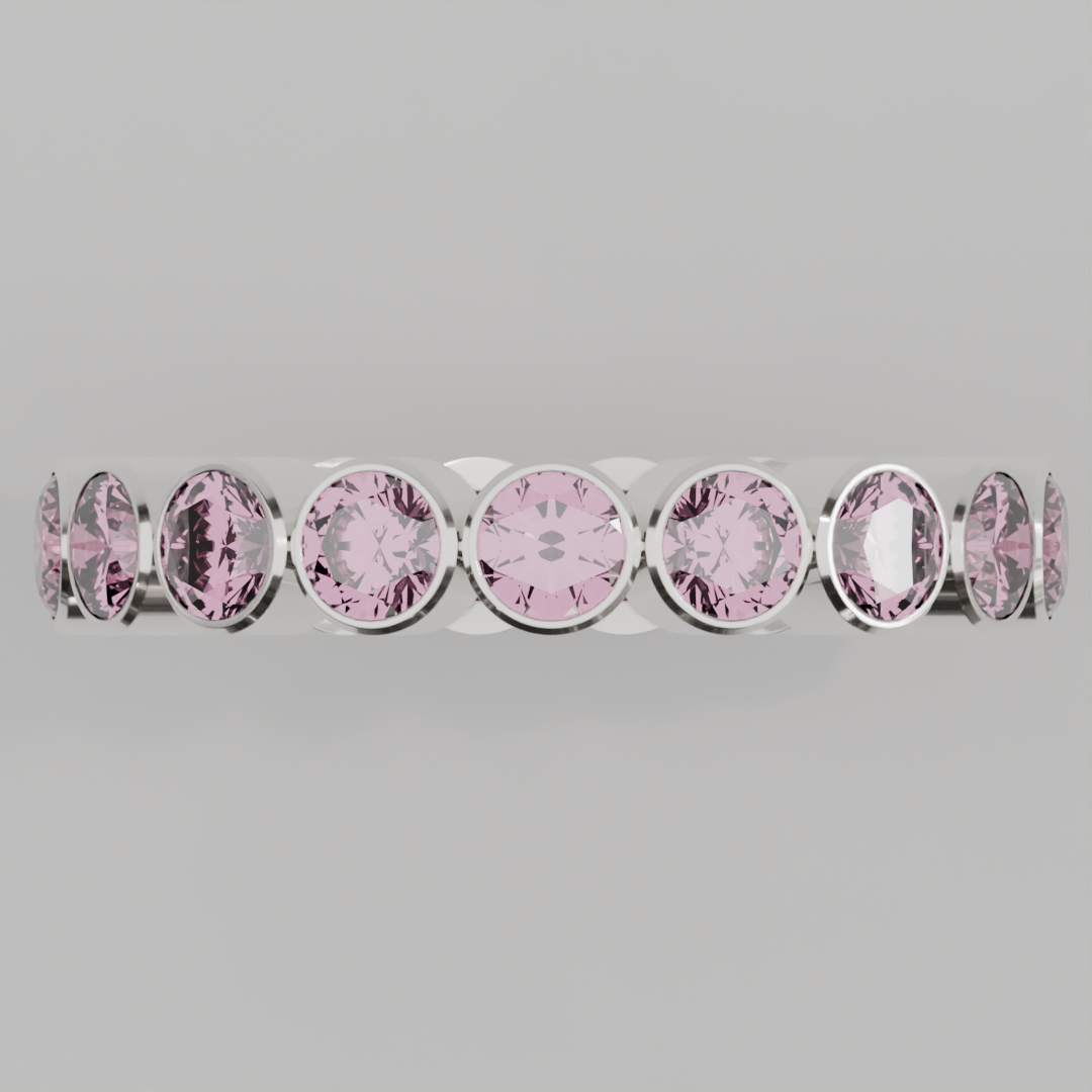 Churumbela Completa Turmalina Rosa BEZEL- Birthstone Octubre - 3.5mm - Churumbela de Oro (10k, 14k, 18k) y Moissanitas