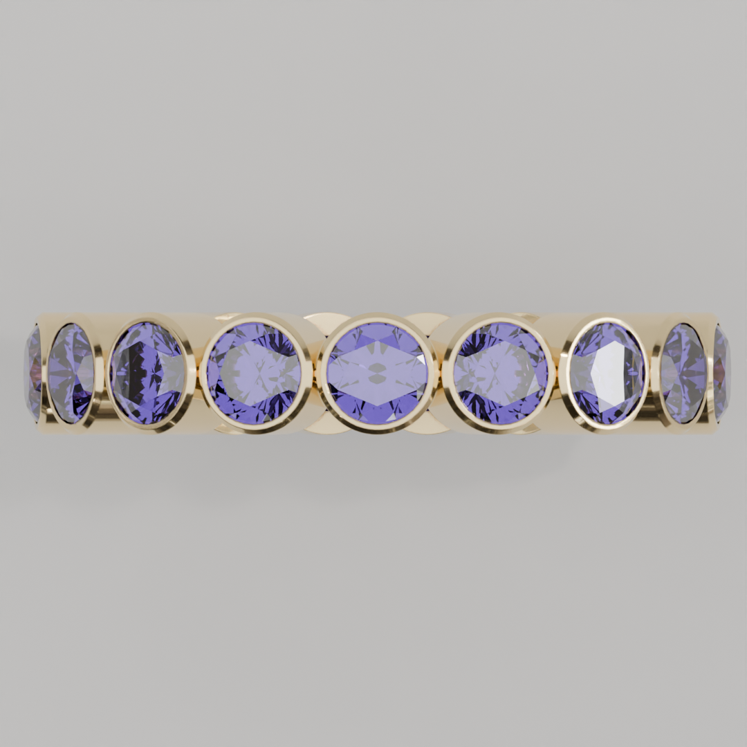 Churumbela Completa Alejandrita BEZEL- Birthstone Junio - 3.5mm - Churumbela de Oro (10k, 14k, 18k) y Moissanitas
