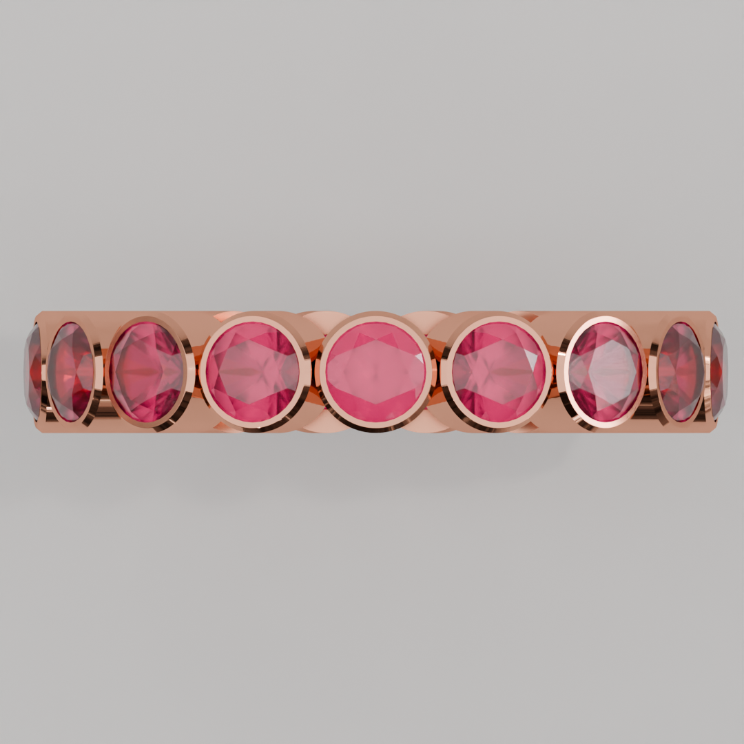 Churumbela Completa Rubi BEZEL- Birthstone Julio - 3.5mm - Churumbela de Oro (10k, 14k, 18k) y Moissanitas — joyería hecha a mano por Zafira MX (foto 8)