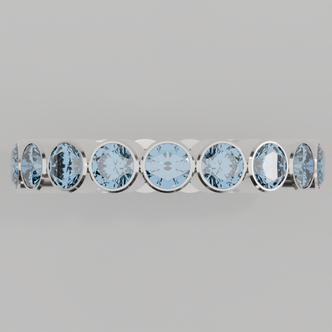 Churumbela Completa Topacio Azul BEZEL - Birthstone Diciembre -3.5mm - Churumbela de Oro (10k, 14k, 18k) y Moissanitas