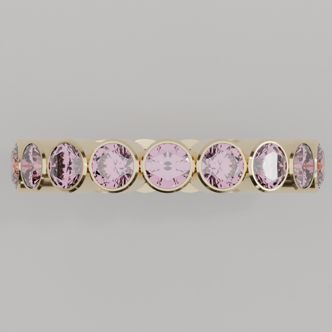 Churumbela Completa Turmalina Rosa BEZEL- Birthstone Octubre - 3.5mm