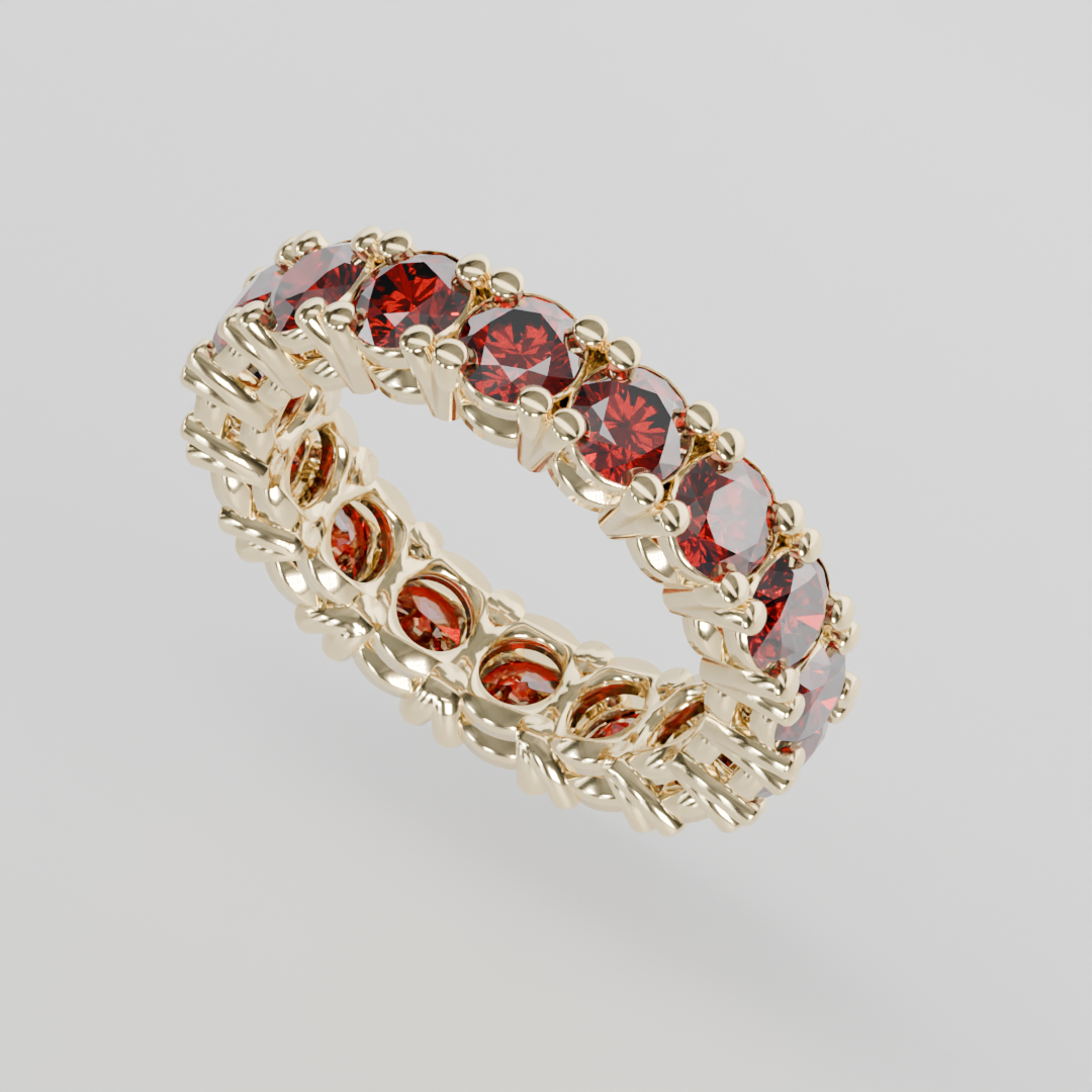 Anillo Churumbela Completa Granate Birthstone Enero Claw (4.0mm) - Joyería Fina en Oro Sólido (10k, 14k, 18k) o Plata 0.925
