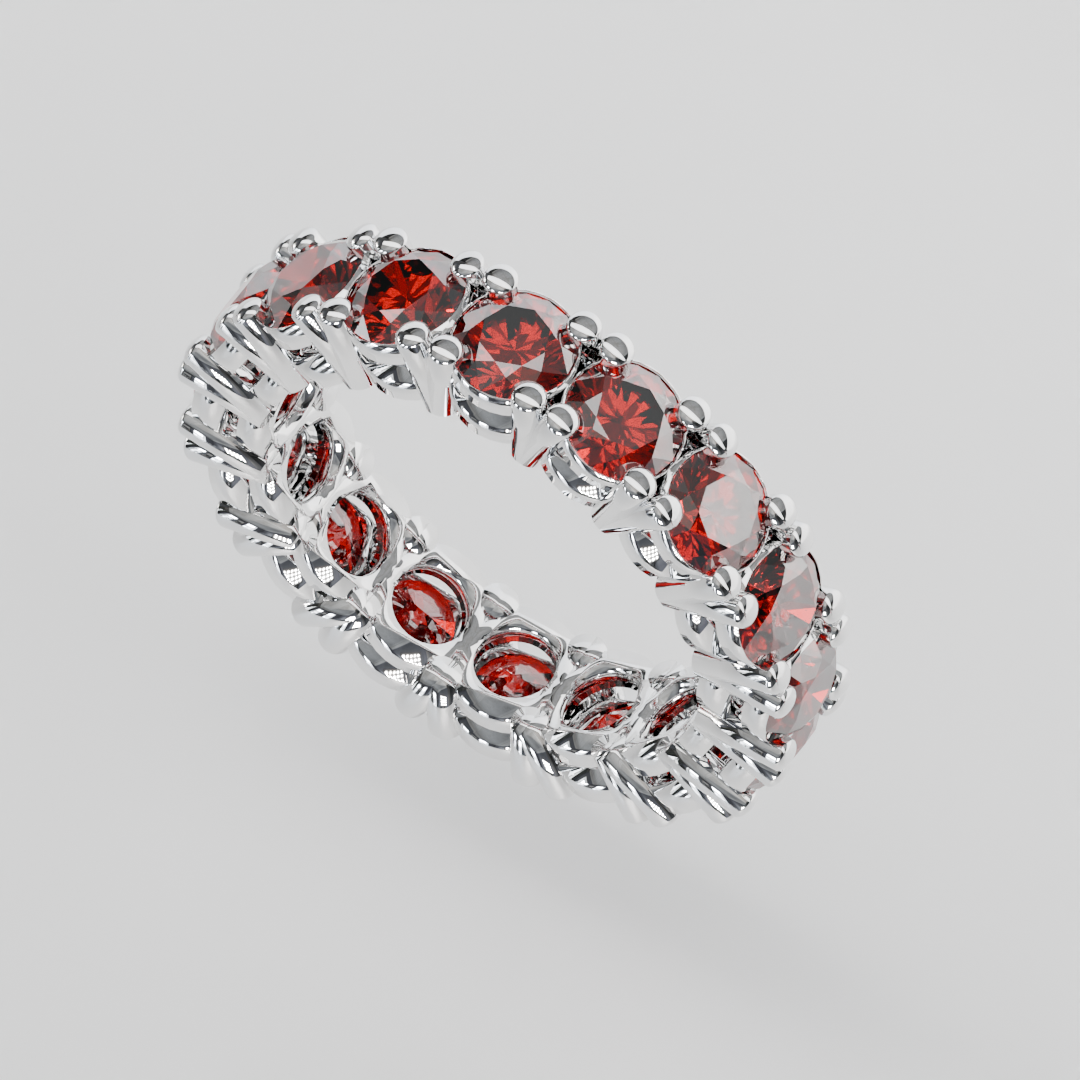 Anillo Churumbela Completa Granate Birthstone Enero Claw (4.0mm) - Joyería Fina en Oro Sólido (10k, 14k, 18k) o Plata 0.925