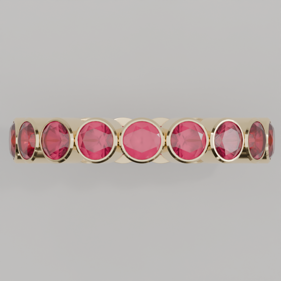 Churumbela Completa Rubi BEZEL- Birthstone Julio - 3.5mm - Churumbela de Oro (10k, 14k, 18k) y Moissanitas — joyería hecha a mano por Zafira MX (foto 3)