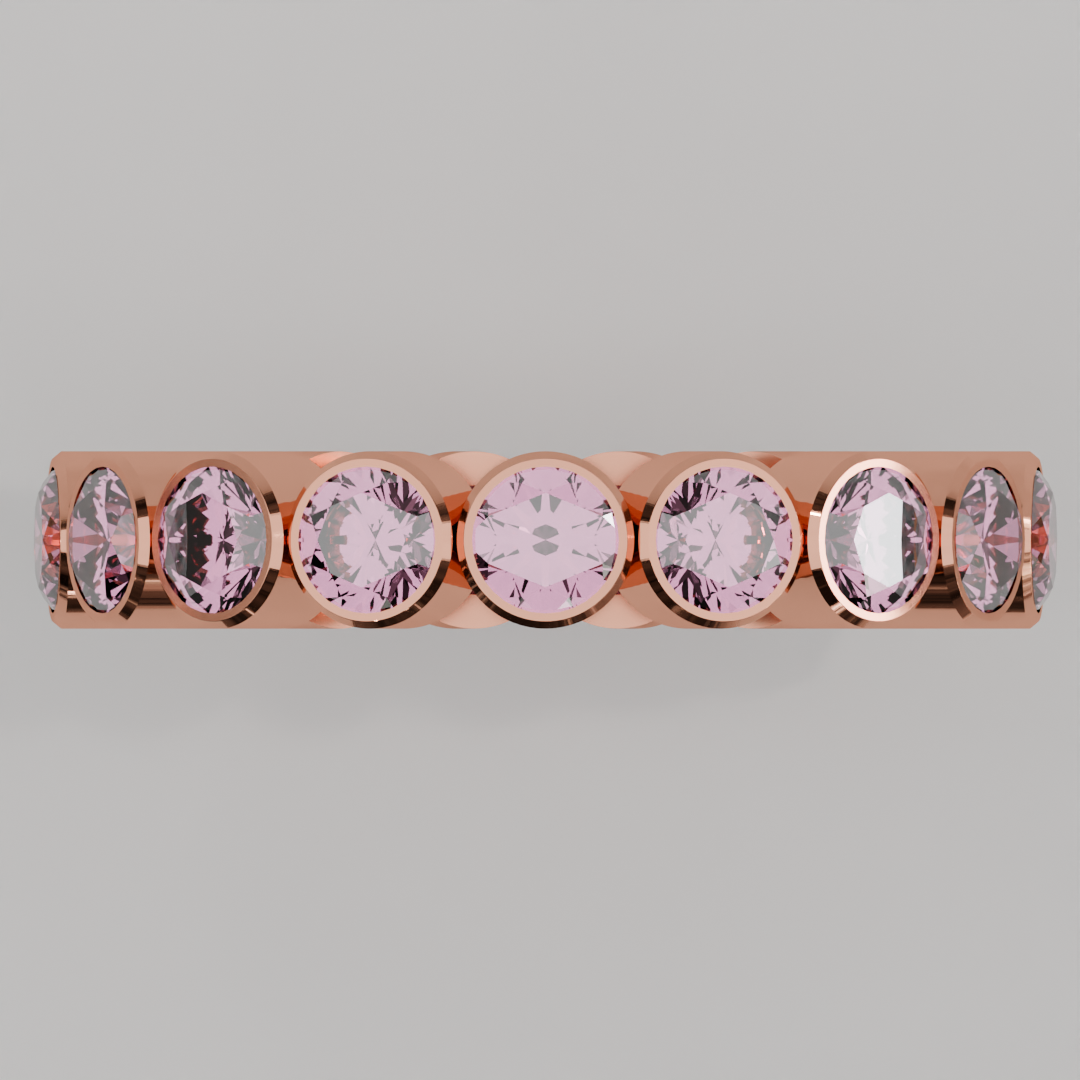 Churumbela Completa Turmalina Rosa BEZEL- Birthstone Octubre - 3.5mm - Churumbela de Oro (10k, 14k, 18k) y Moissanitas