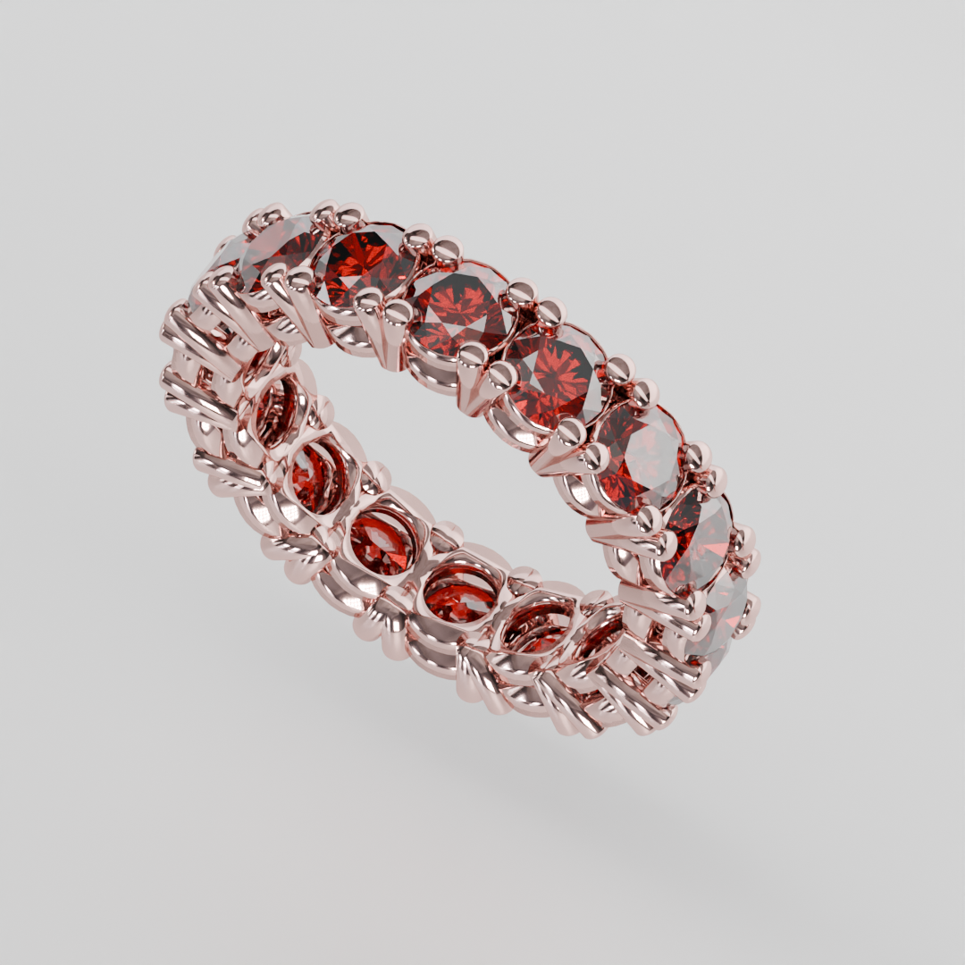 Anillo Churumbela Completa Granate Birthstone Enero Claw (4.0mm) - Joyería Fina en Oro Sólido (10k, 14k, 18k) o Plata 0.925