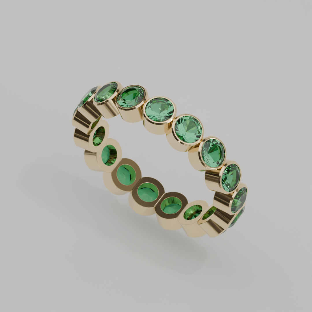 Churumbela Completa Esmeralda BEZEL- Birthstone Mayo - 3.5mm - Churumbela de Oro (10k, 14k, 18k) y Moissanitas