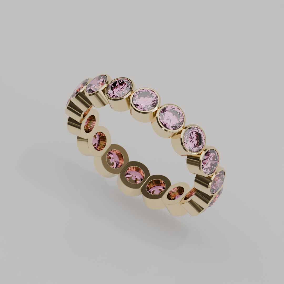 Churumbela Completa Turmalina Rosa BEZEL- Birthstone Octubre - 3.5mm