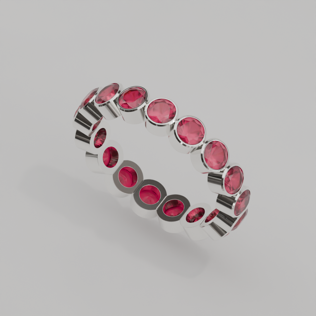 Churumbela Completa Rubi BEZEL- Birthstone Julio - 3.5mm - Churumbela de Oro (10k, 14k, 18k) y Moissanitas — joyería hecha a mano por Zafira MX (foto 6)