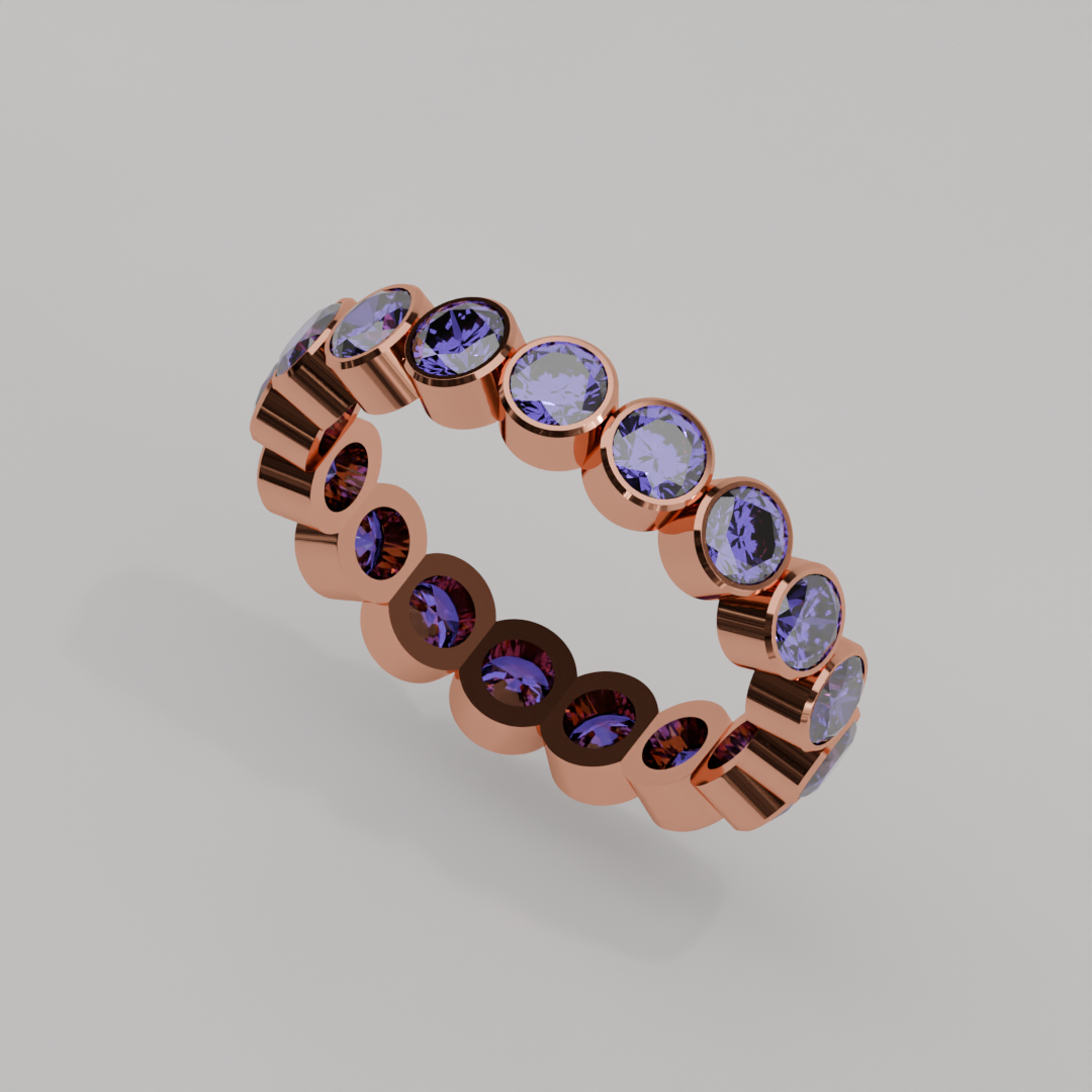 Churumbela Completa Alejandrita BEZEL- Birthstone Junio - 3.5mm - Churumbela de Oro (10k, 14k, 18k) y Moissanitas