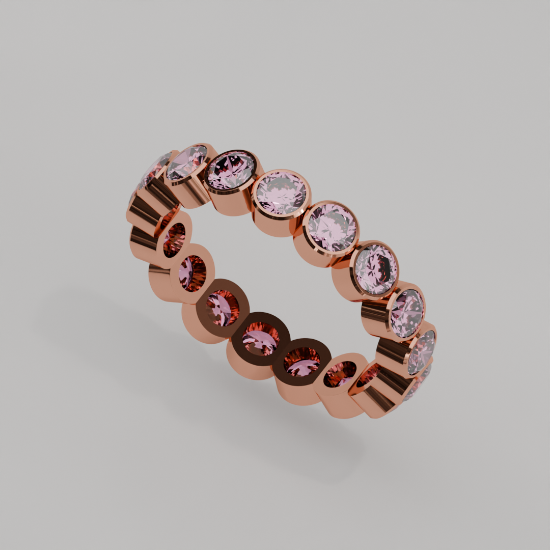 Churumbela Completa Turmalina Rosa BEZEL- Birthstone Octubre - 3.5mm - Churumbela de Oro (10k, 14k, 18k) y Moissanitas