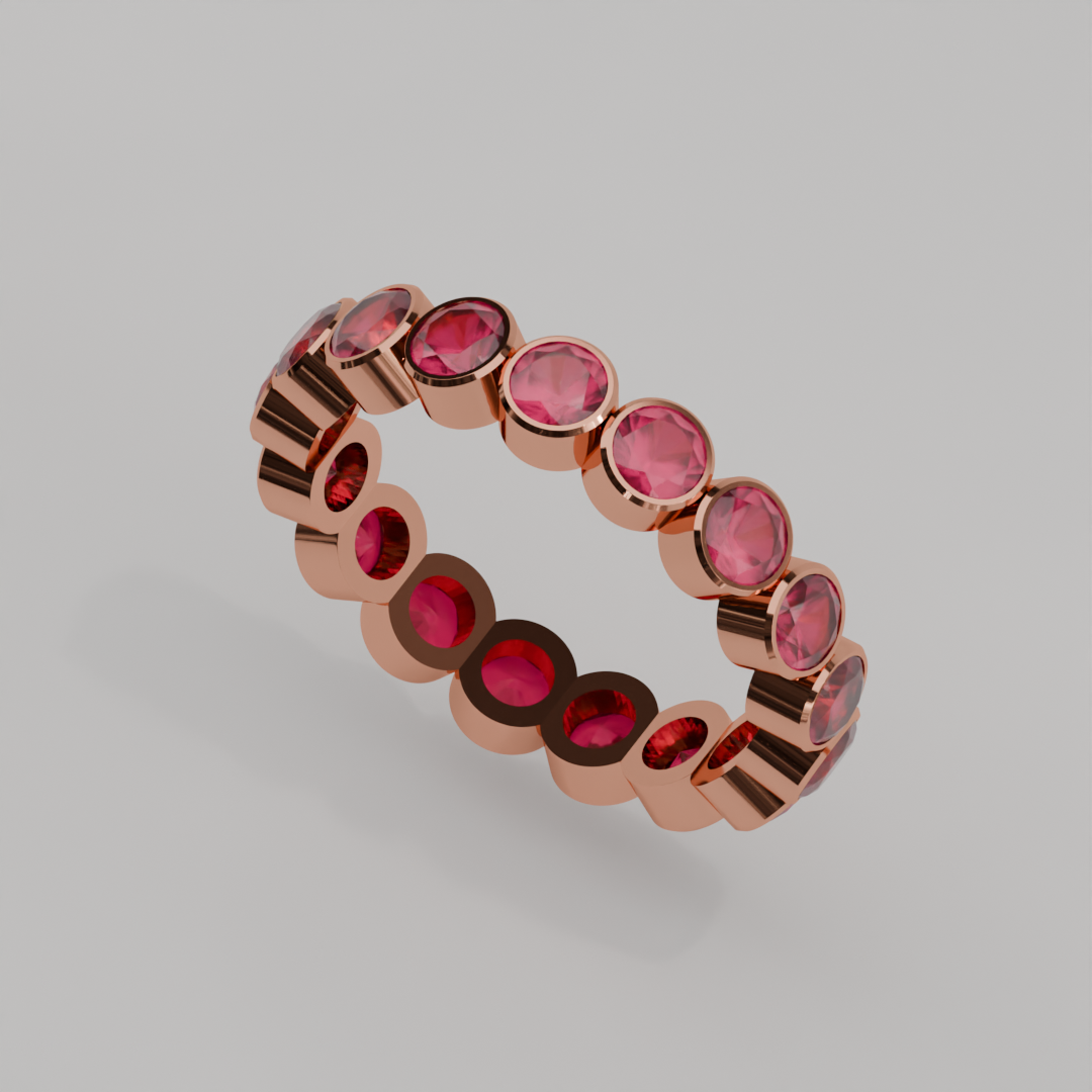 Churumbela Completa Rubi BEZEL- Birthstone Julio - 3.5mm - Churumbela de Oro (10k, 14k, 18k) y Moissanitas — joyería hecha a mano por Zafira MX (foto 9)