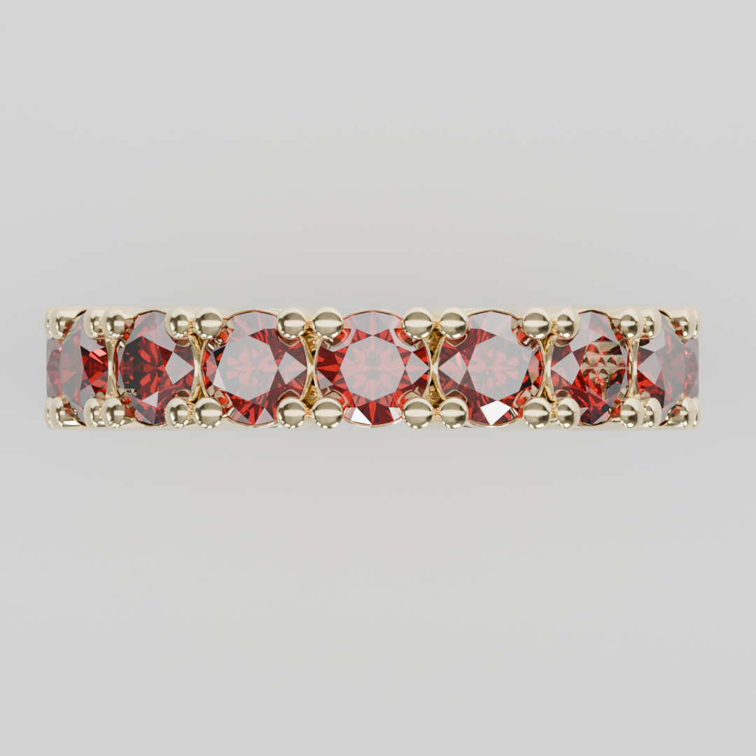 Anillo Churumbela Completa Granate Birthstone Enero Claw (4.0mm) - Joyería Fina en Oro Sólido (10k, 14k, 18k) o Plata 0.925