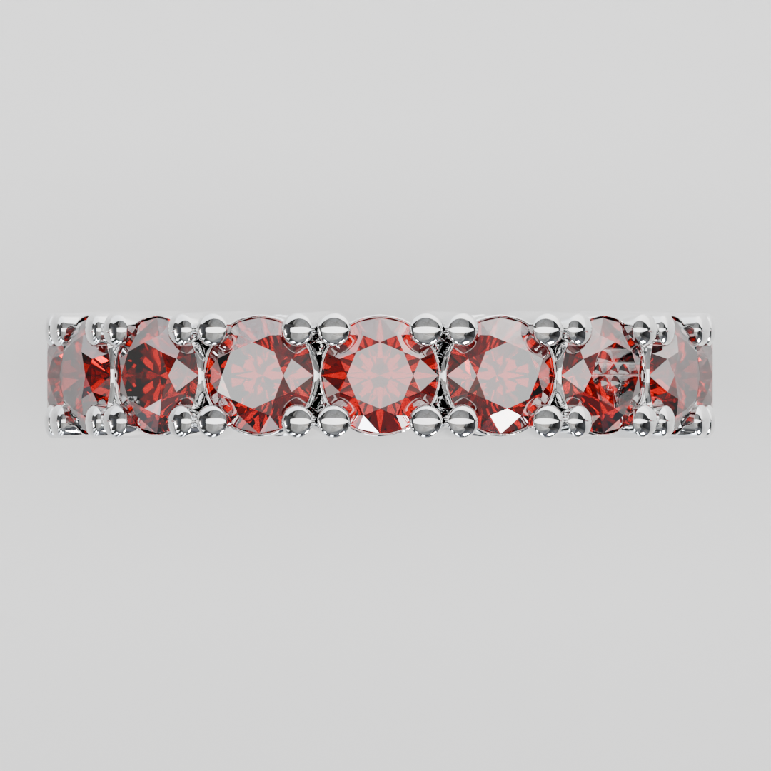 Anillo Churumbela Completa Granate Birthstone Enero Claw (4.0mm) - Joyería Fina en Oro Sólido (10k, 14k, 18k) o Plata 0.925